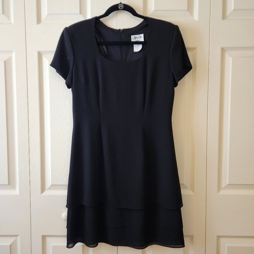 Vintage Jeffrey & Dara Black Evening Dress By Tom Barra Size 10 Scoop Neck